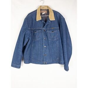 VTG Wrangler Western Jacket Mens XL Denim Chore‎ Winter Embroidered Cotton